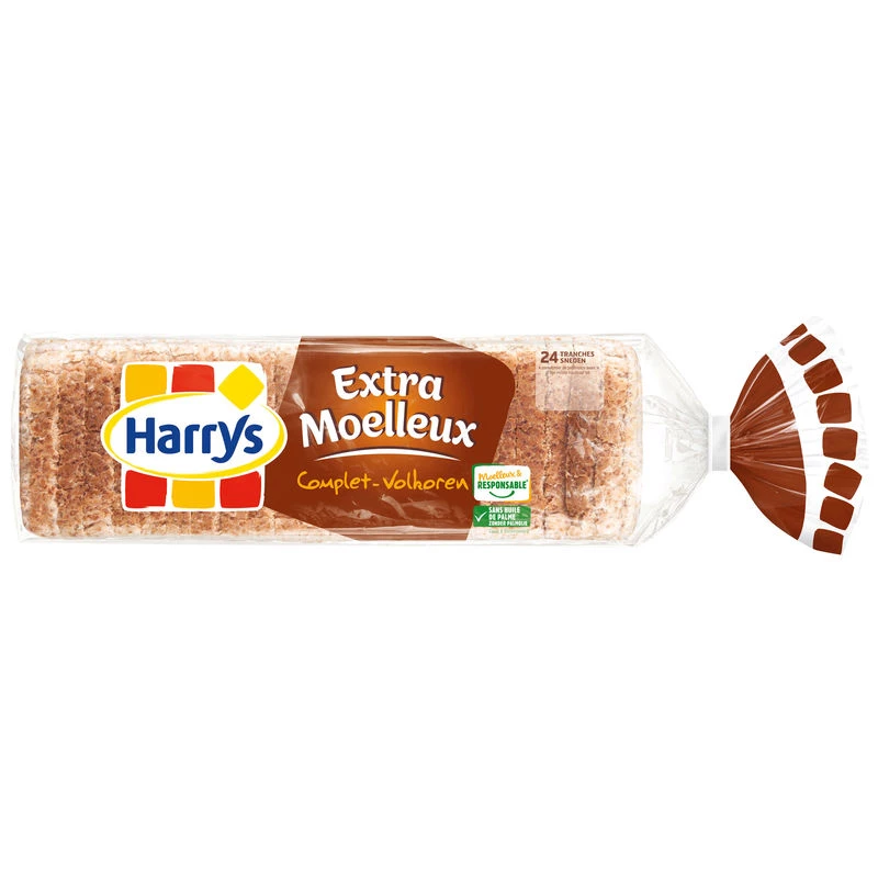 Extra soft wholemeal sandwich bread x24 500g - HARRY'S