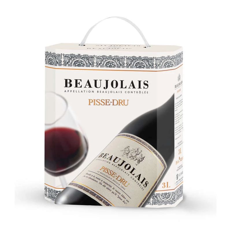 Vin Rouge Beaujolais, 12°, bib 3l - PISSE-DRU