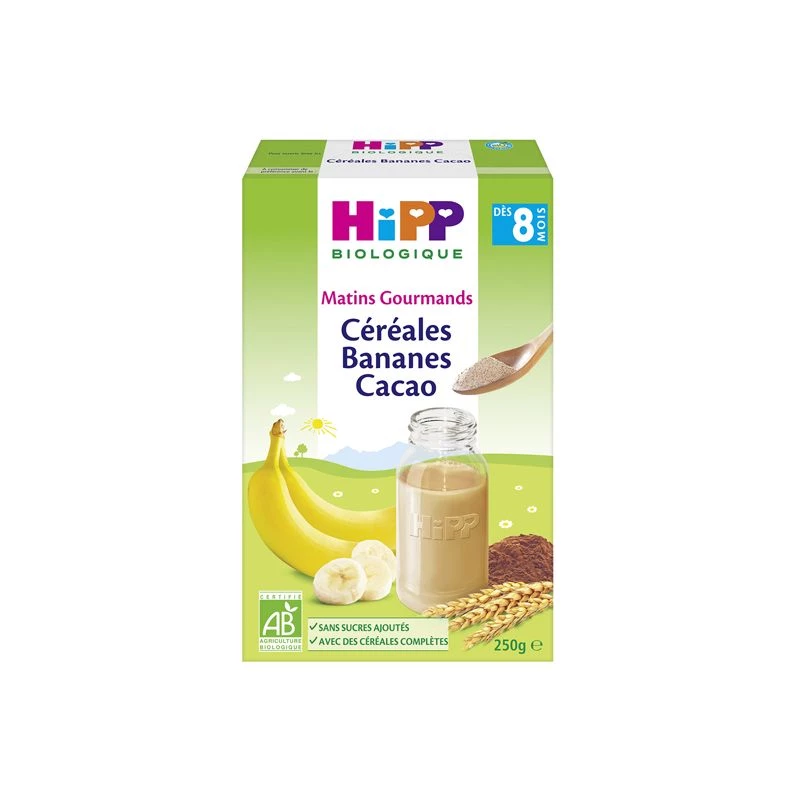 Organic banana and cocoa baby cereals from 8 months 250g - HIPP