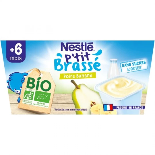 Organic banana and pear baby dessert from 6 months 4x90g - NESTLE