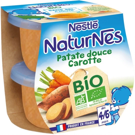 Dish from 4/6 months organic sweet potato and carrots 2x130g - NESTLE