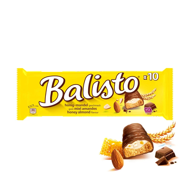 Шоколадные батончики Молочно-сливочно-медовый миндаль 10х18;5г - BALISTO