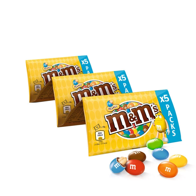 Chocolate coated peanuts x5 packs 225g - M&M's