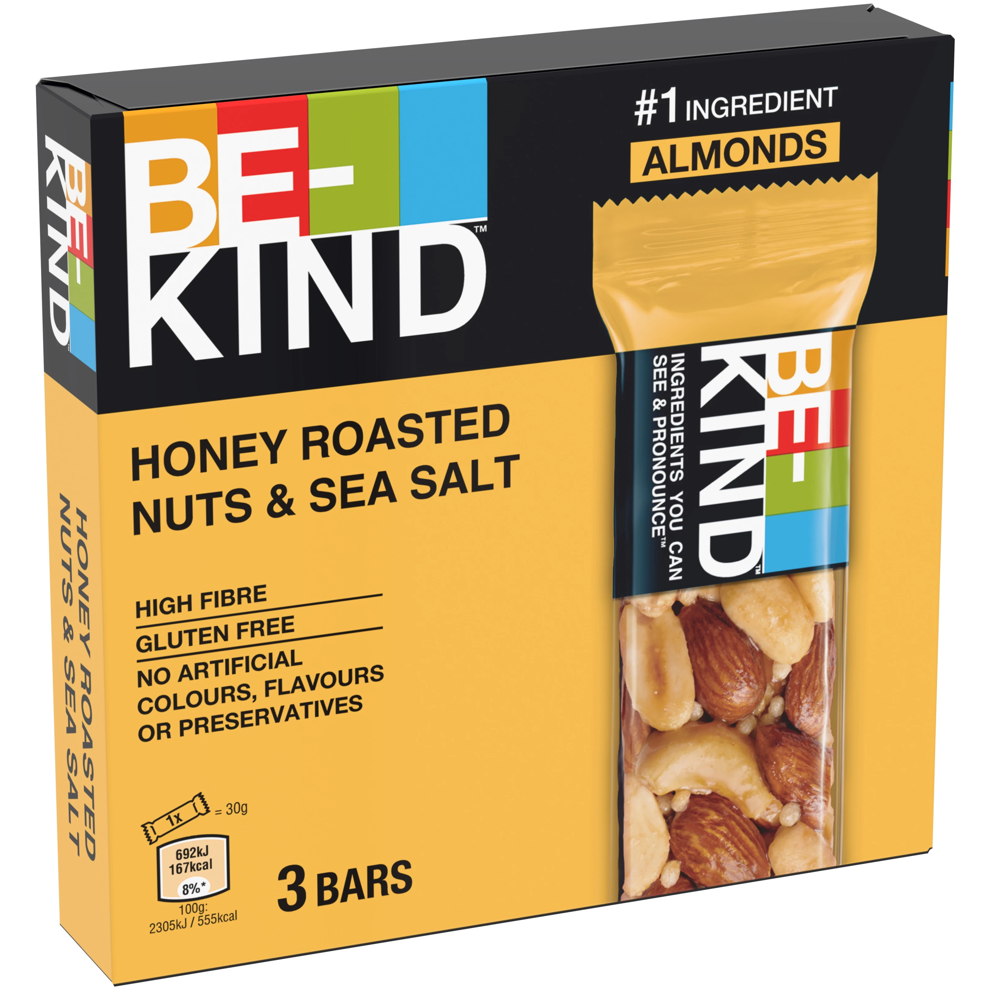 Cereal Bar Roasted Nuts with Honey 3x30g - BE-KIND