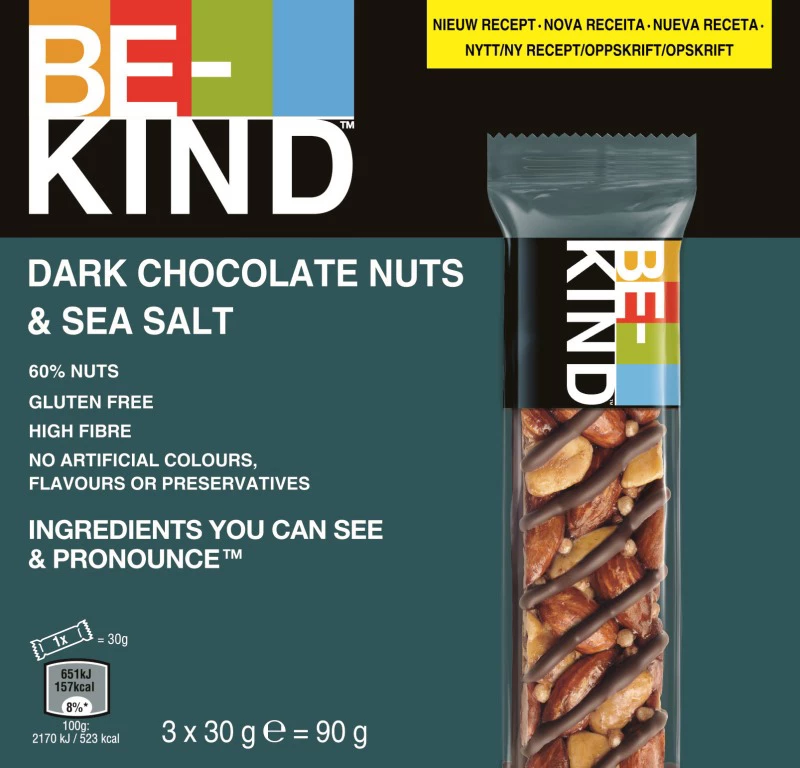 Dark Chocolate and Sea Salt Cereal Bar 3x30g - BE-KIND