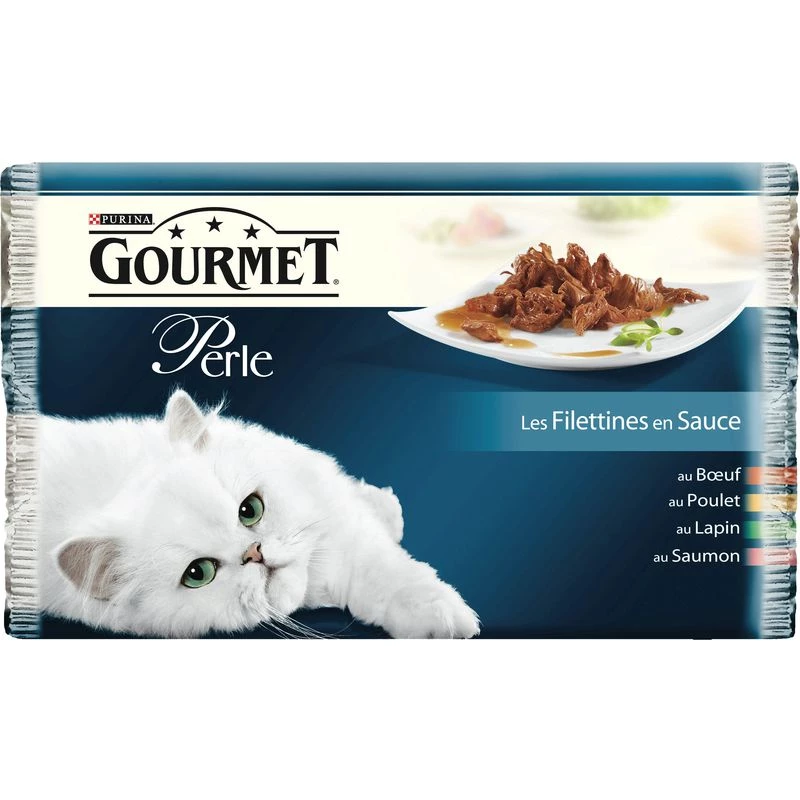 Pâtée pour chats Perle Filettines en sauce GOURMET 4x85g - PURINA