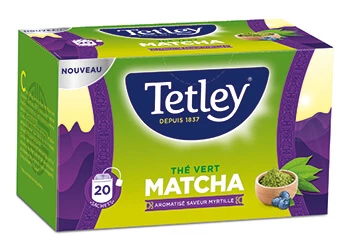 BoÃ®te De 20 Sachets Avec Protection Tetley ThÃ© Vert Matcha Myrtille