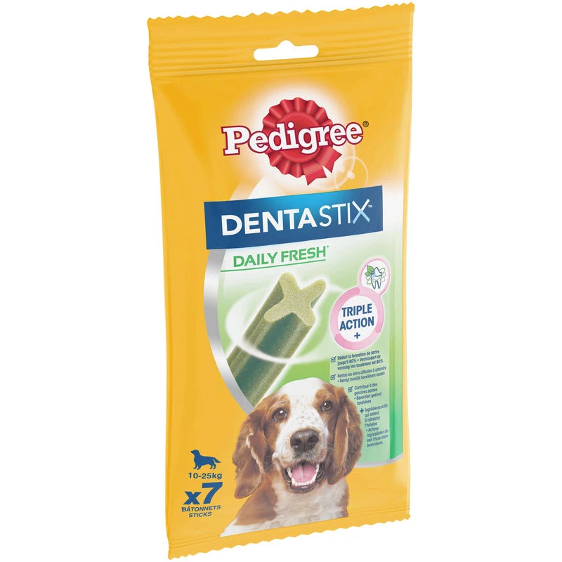 Bâtonnets pour chiens moyens Dentastix Fresh x7 sticks 180 g - PEDIGREE