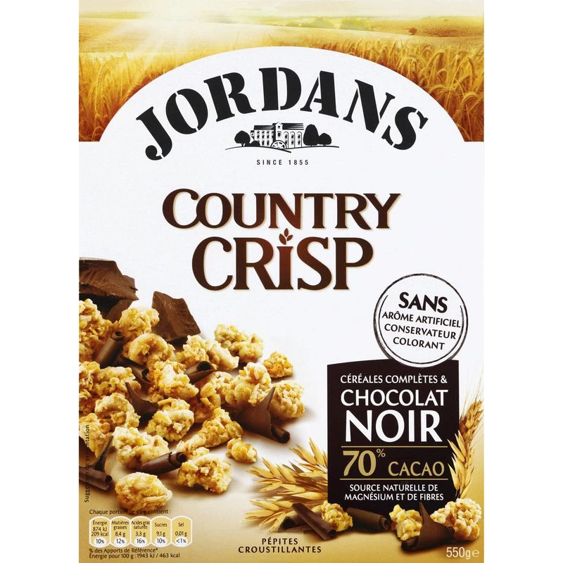 Céréales Complètes & Chocolat Noir Country Crisp 550g - Jordans
