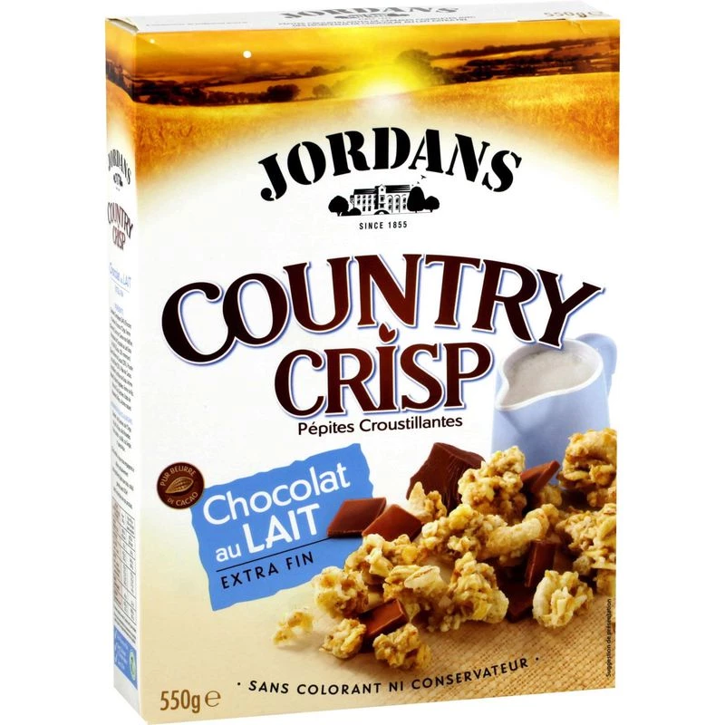 Cereal de Chocolate ao Leite Country Crisp, 550g - JORDANS