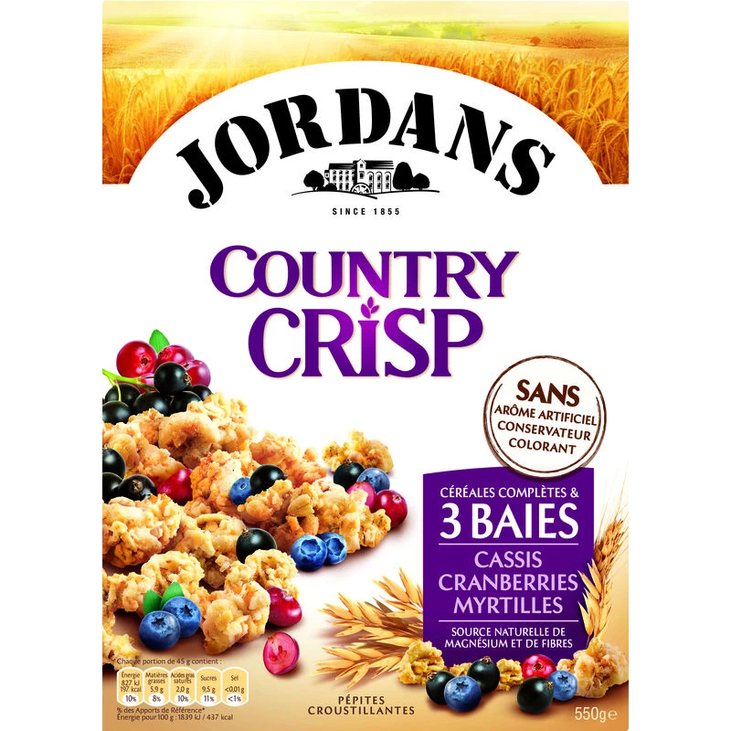 Cereali Country Crisp ai 4 frutti di bosco, 550 g - JORDANS