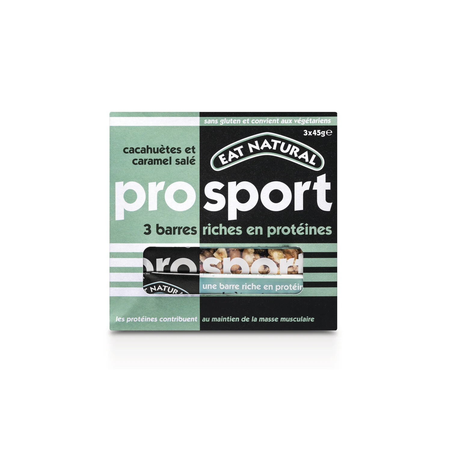 Barres Pro Sport Cacahuètes Caramel 3x45g - Eat Natural