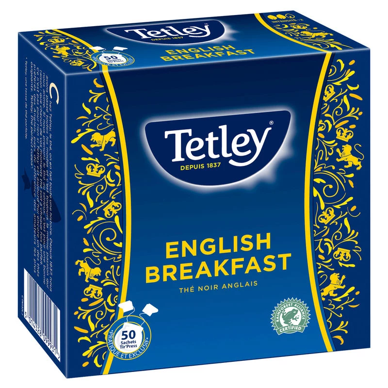 BoÃ®te De 50 Sachets Tetley Tir Press English Breakfast