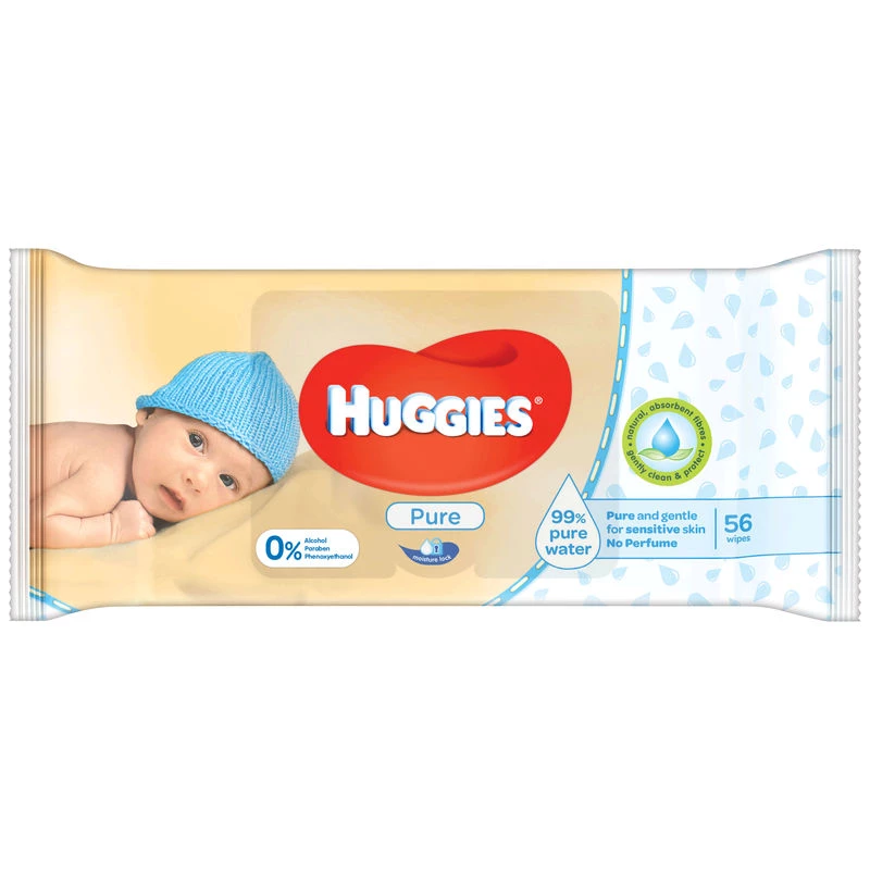 Pure Baby Wipes 56 Pcs - HUGGIES