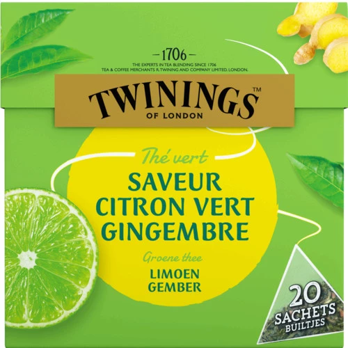 شاي أخضر بنكهة الليمون والزنجبيل 20 كيس 32 جرام - TWINNINGS