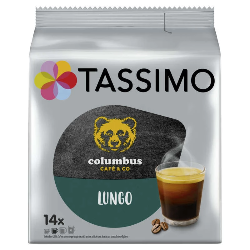 Café Lungo Columbus X14 Dosettes 90g - TASSIMO