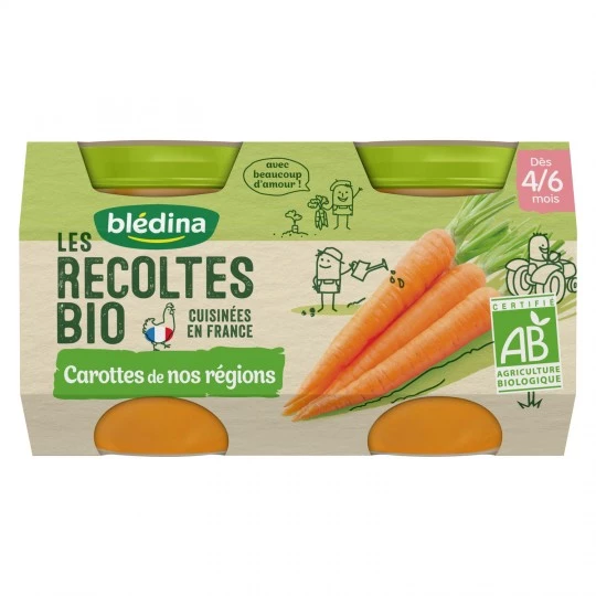 Petits pots carottes Bio dès 4/6 mois 2x130g - BLEDINA