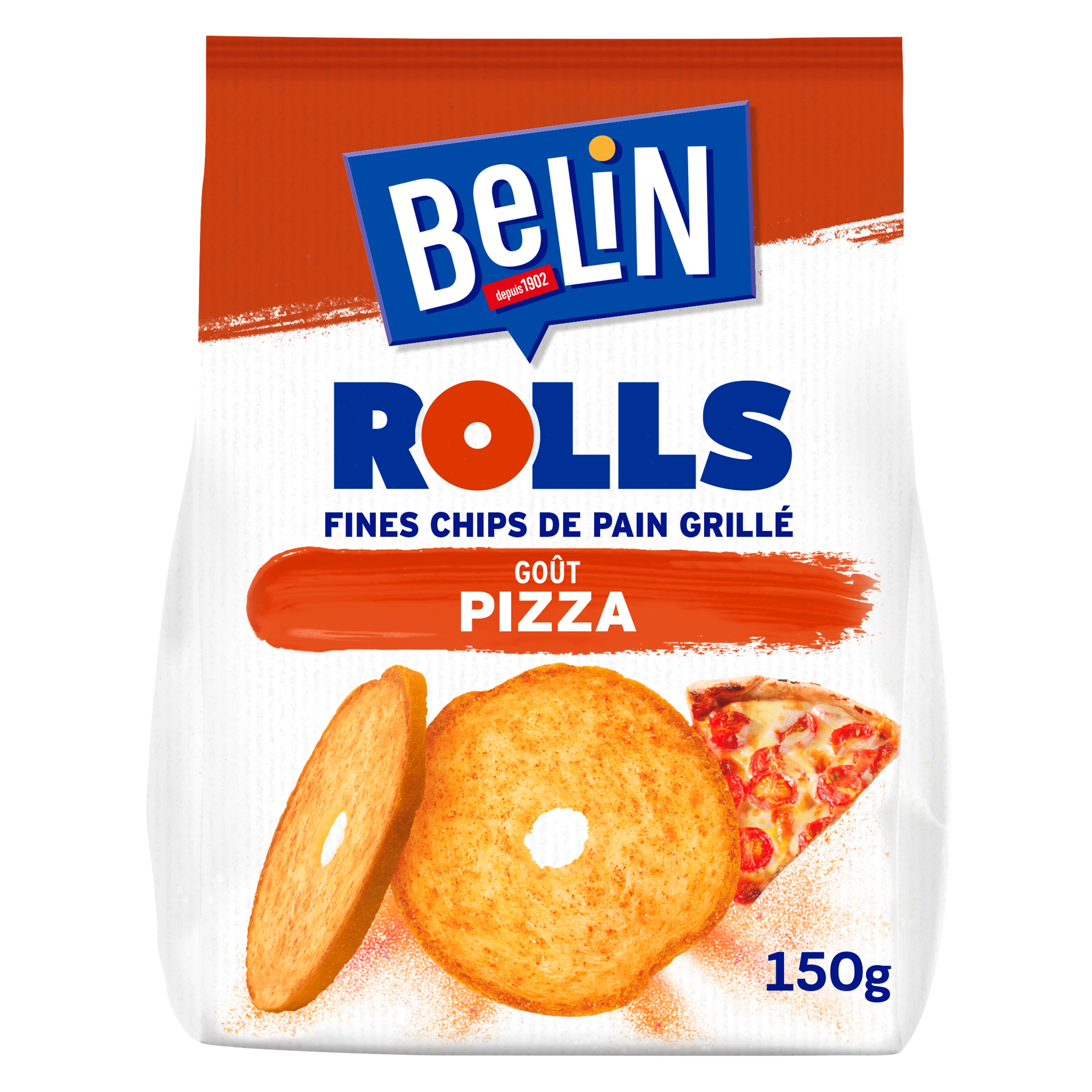 Fines Chips de Pain Grillé Rolls Goût Pizza, 150g - BERLIN