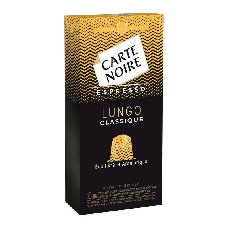 Café espresso lungo classique x10 capsules 56g - CARTE NOIRE