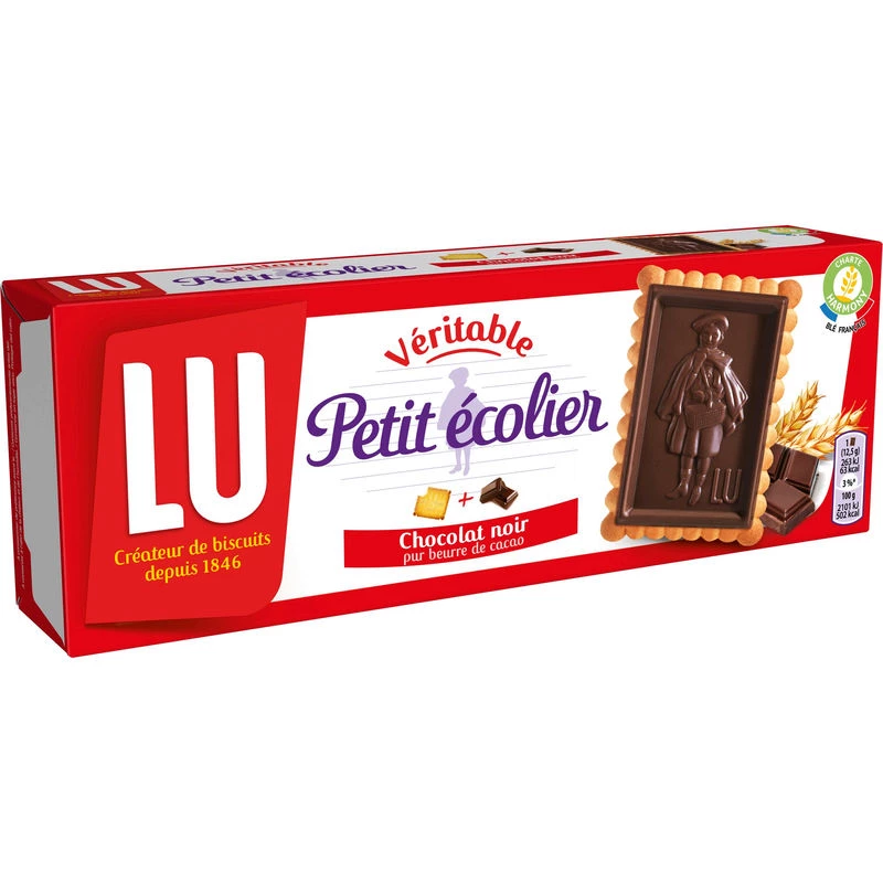 Biscuits Petit Beurre Nappés Au Chocolat Noir Petit Ecolier 150g - LU
