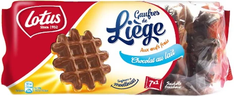 Waffle di Liegi con cioccolato al latte, x7, 360 g - LOTUS
