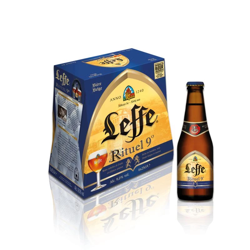 リチュエル ベルギー ブロンド ビール、9°、6x25cl -  LEFFE