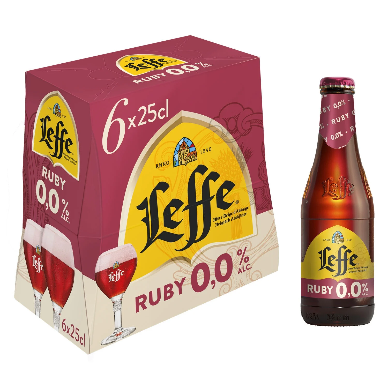 Cerveja Ruby Não Alcoólica, 6x25cl - LEFFE