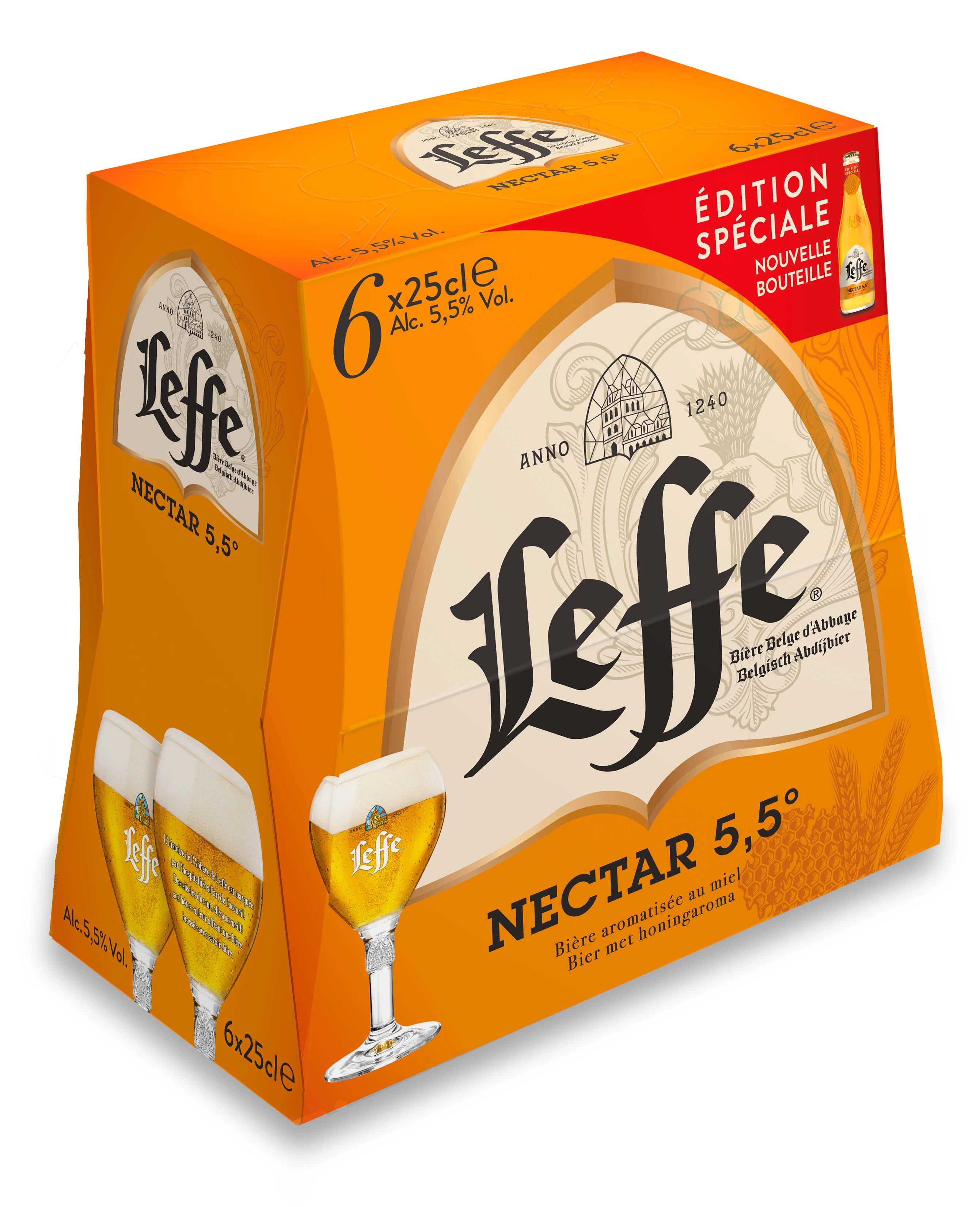 Bière Blonde Nectar Aromatisée au Miel, 5,5°, 6x25cl - LEFFE