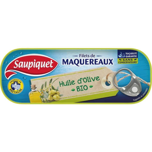 Filets de Maquereaux huile d'olive Bio 120g - SAUPIQUET