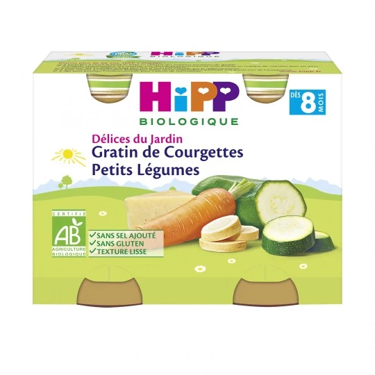 Plat bébé gratin de courgettes & légumes Bio dès 8mois 2x190g - HIPP