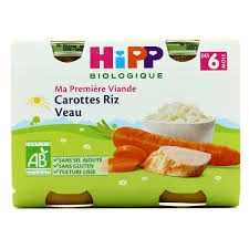 Plat bébé carottes,riz, veau 2x190g dès 6 mois - HIPP