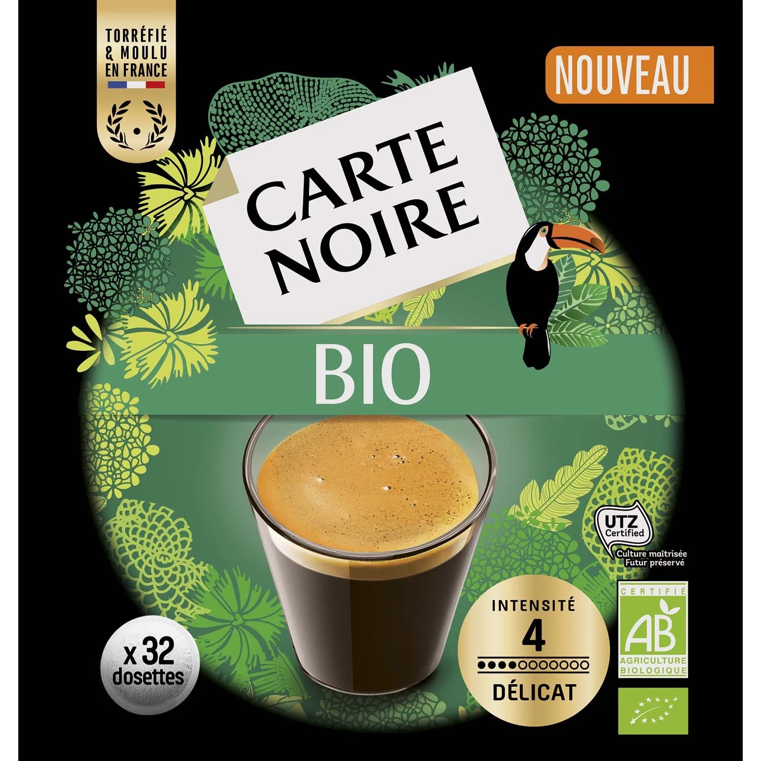 Café délicat n°4 BIO x32 dosettes 204g - CARTE NOIRE