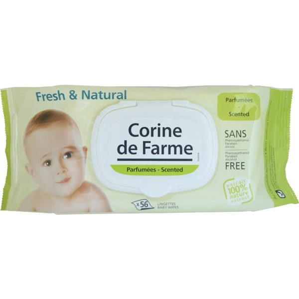 Lingettes bébé fresh & natural x56 - CORINE DE FARME