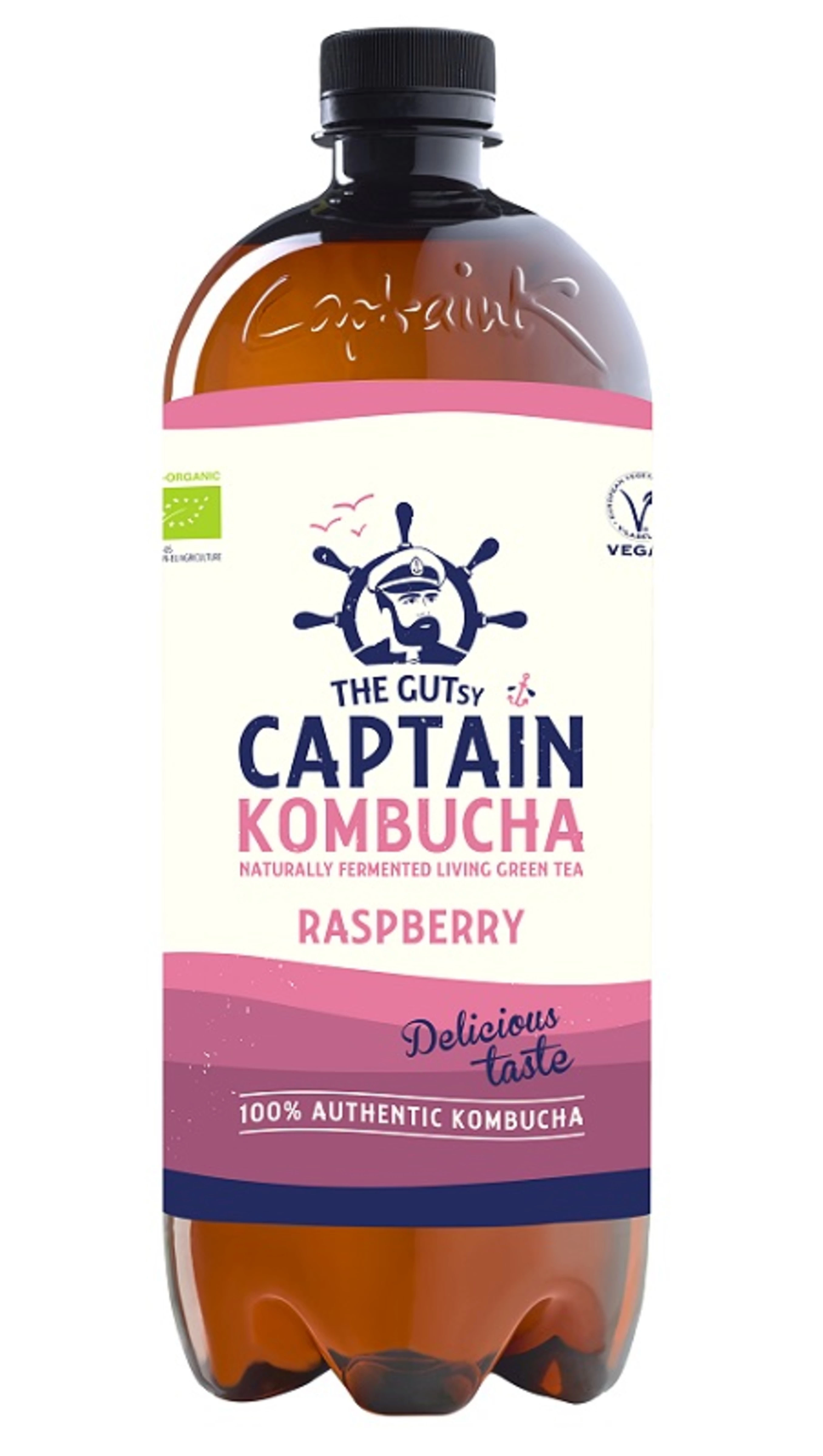 Natural Fermented Drink with Organic Raspberry Kombucha 1l - THE GUTSY CAPTAIN