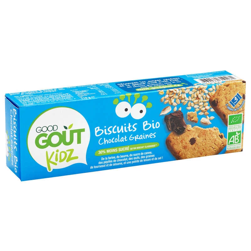 Biscuits Bio chocolat graines 110g - GOOD GOUT