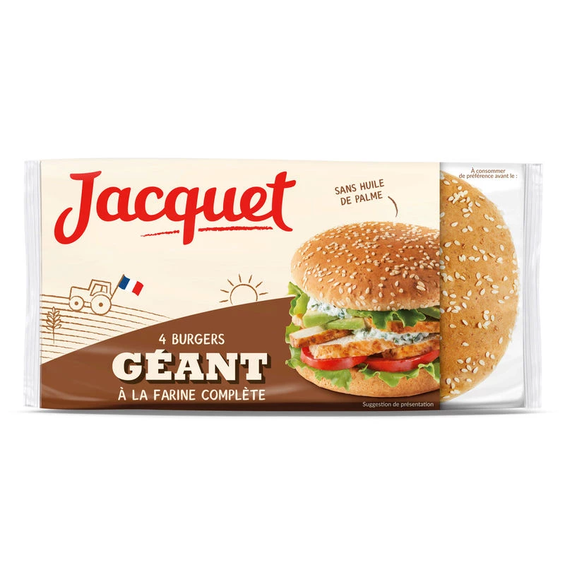 Hamburger Complet Geantx4 330g - JACQUET