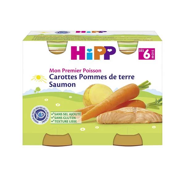 Carrot/ potato/ salmon baby jars from 6 months 2x190g - HIPP