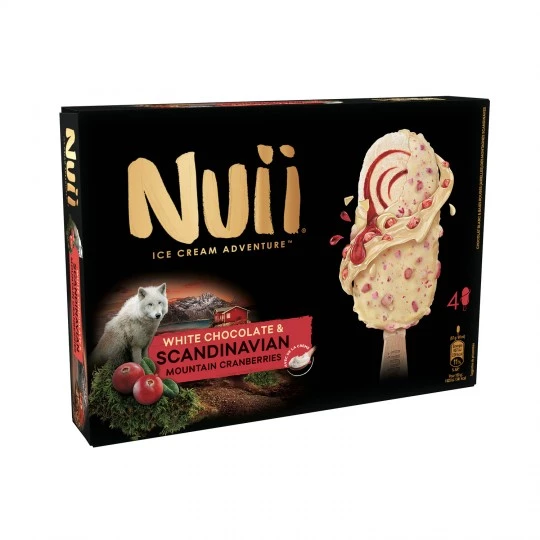 Bastoncini di cioccolato bianco e bacche rosse delle montagne scandinave x4 - NUII