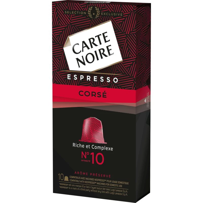 Full-bodied espresso coffee x10 capsules 53g - CARTE NOIRE