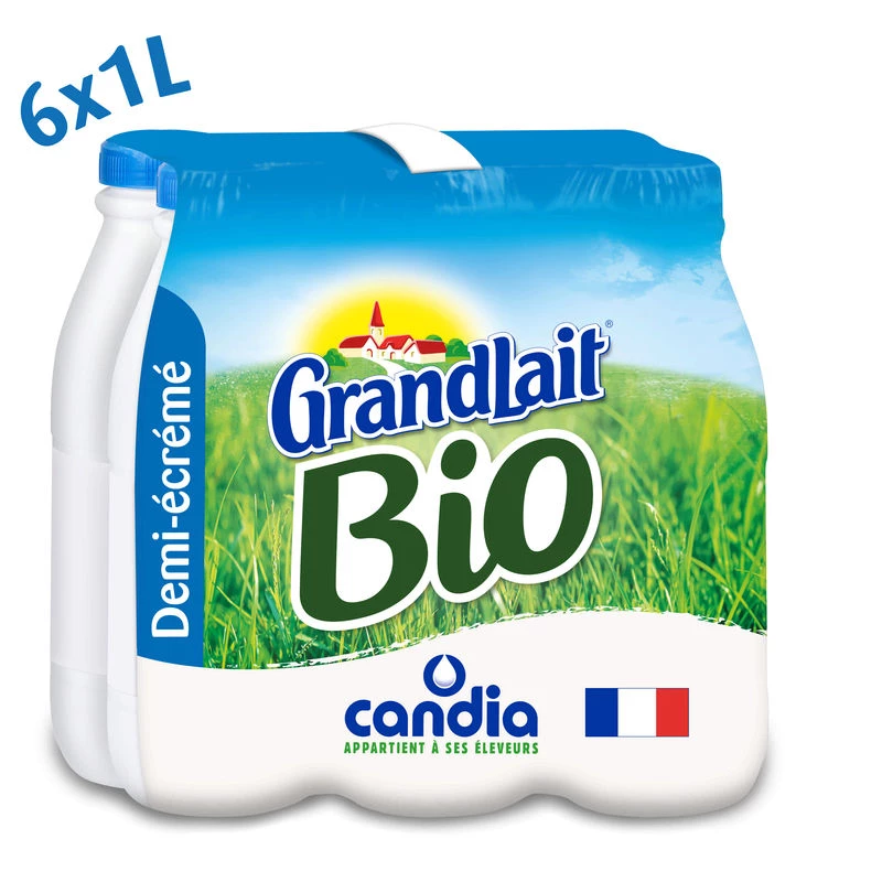 Organic semi-skimmed milk 6x1L - CANDIA
