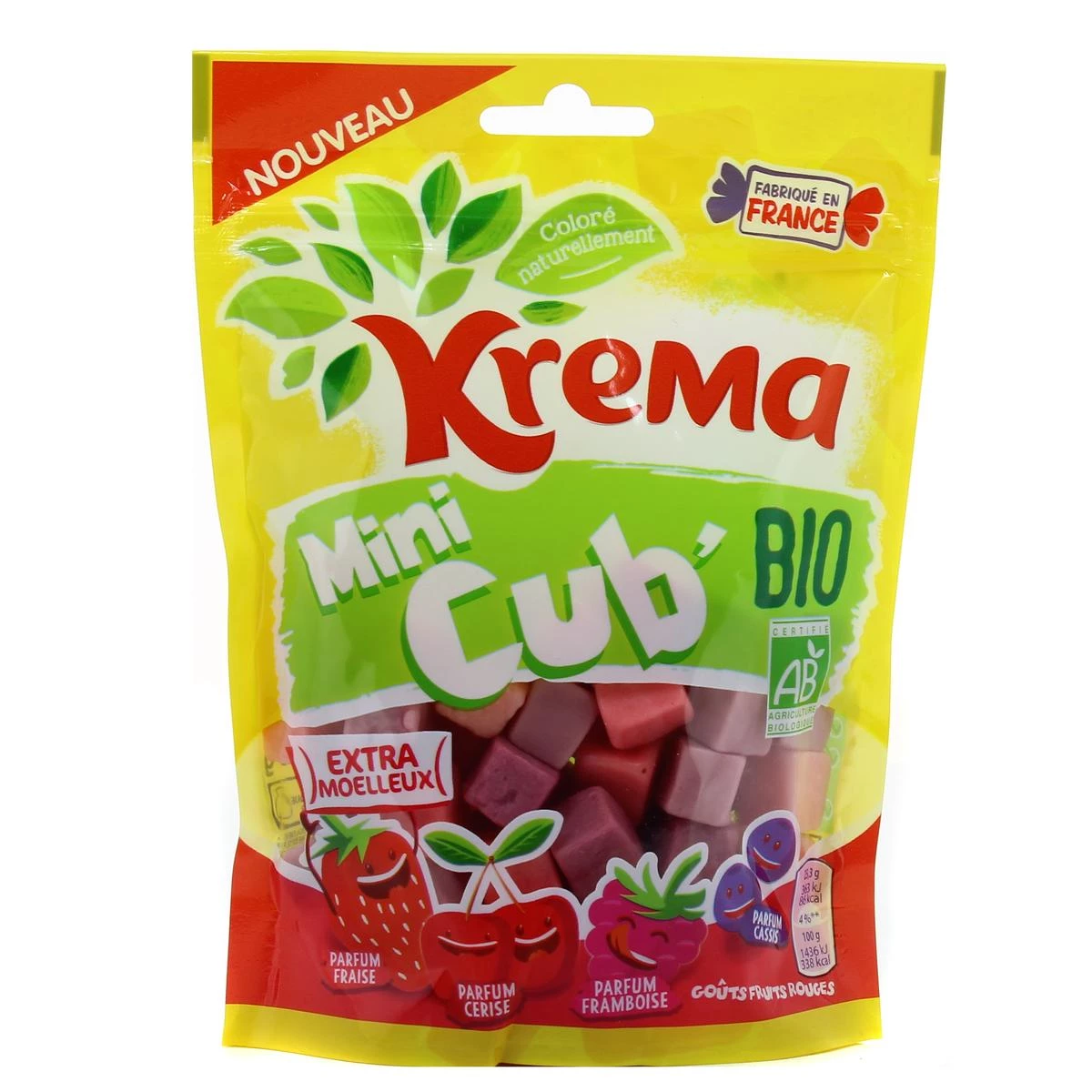 Bonbons mini cub Bio fruit rouge 130g - KREMA