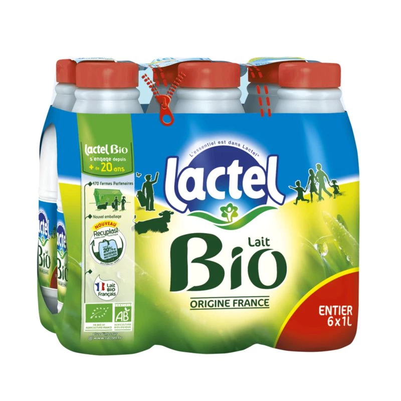 Organic whole milk 6x1L - LACTEL