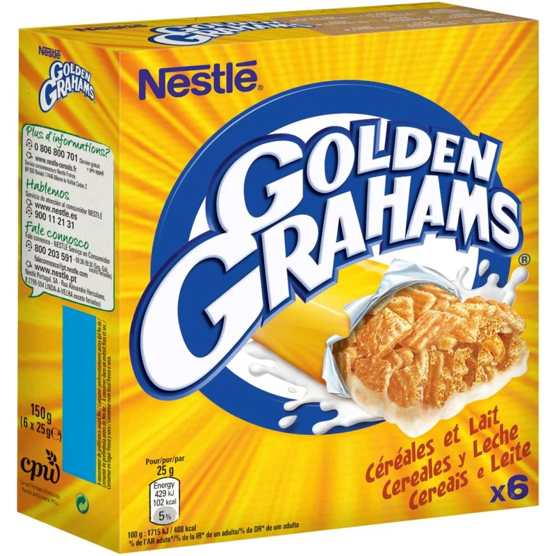 Golden Grahams cereal bars 6x25g - NESTLE