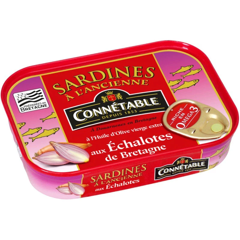 Old-Fashioned Sardines with Extra Virgin Olive Oil and Brittany Shallots, 115g - CONNÉTABLE