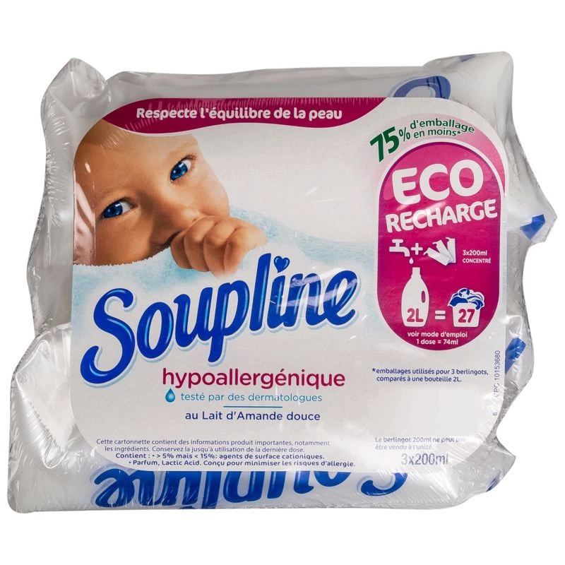 Hypoallergenic fabric softener 3x200ml - SOUPLINE