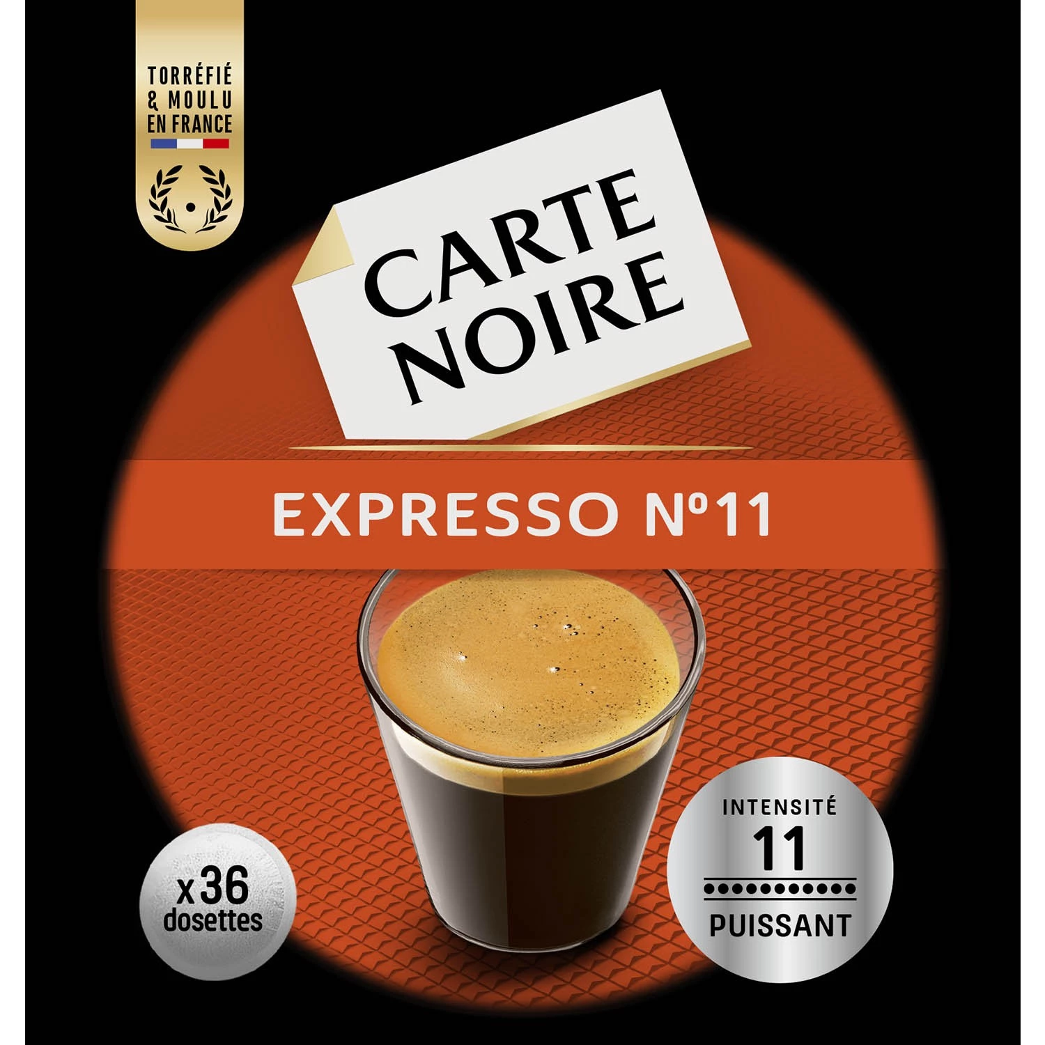 Grossiste Café espresso n°11 puissant x36 dosettes 250g - CARTE NOIRE