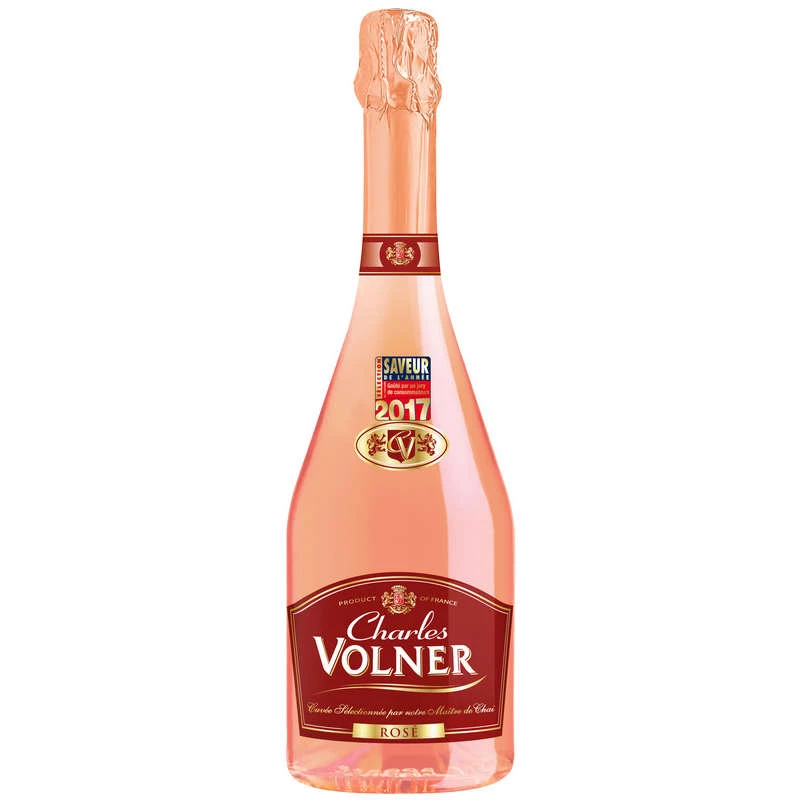 Vin Pétillant Mousseux Brut Rosé,  75cl - CHARLES VOLNER
