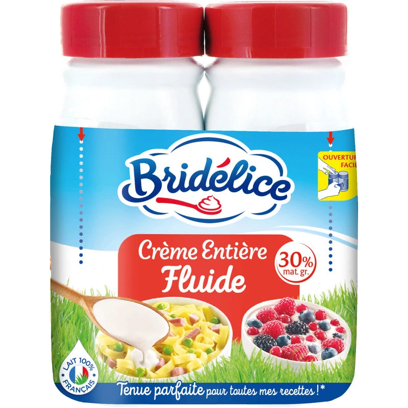 Crème entière fluide 30% 2x25cl - BRIDELICE