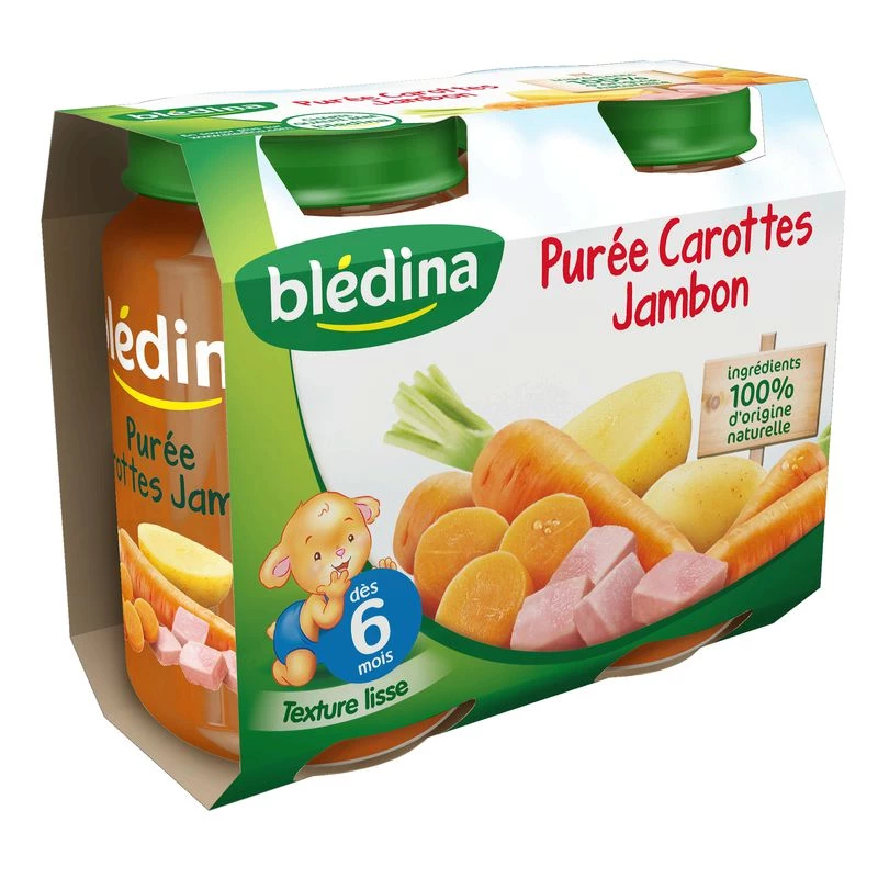 Pots carottes/jambon dès 6 mois 2x200g - BLEDINA