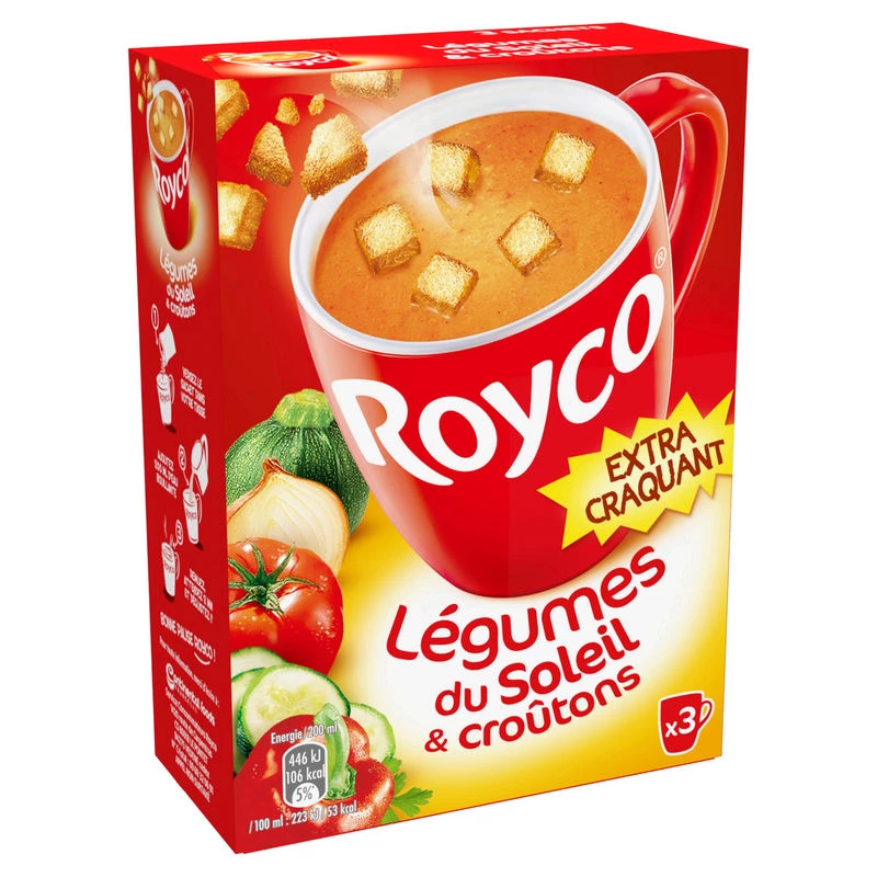 Soupe Légumes du Soleil et Croûtons, 3X63,6g  - ROYCO